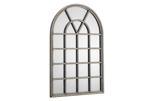 Pewter Effect Arched Window Mirror - The Oak Bed Store