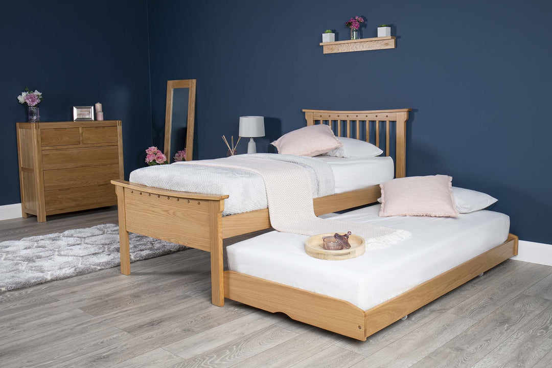 Portman Solid Natural Oak Guest Bed - 3ft Single - The Oak Bed Store