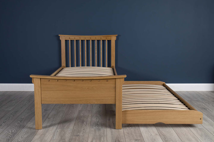 Portman Solid Natural Oak Guest Bed - 3ft Single - The Oak Bed Store