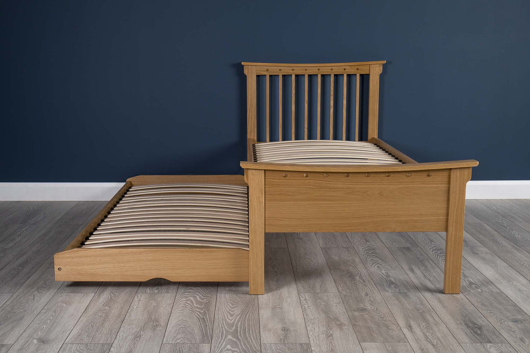 Portman Solid Natural Oak Guest Bed - 3ft Single - The Oak Bed Store