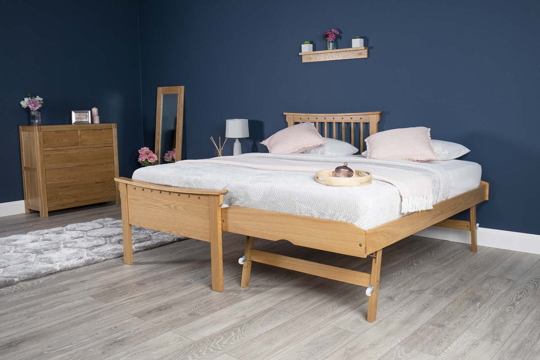 Portman Solid Natural Oak Guest Bed - 3ft Single - The Oak Bed Store