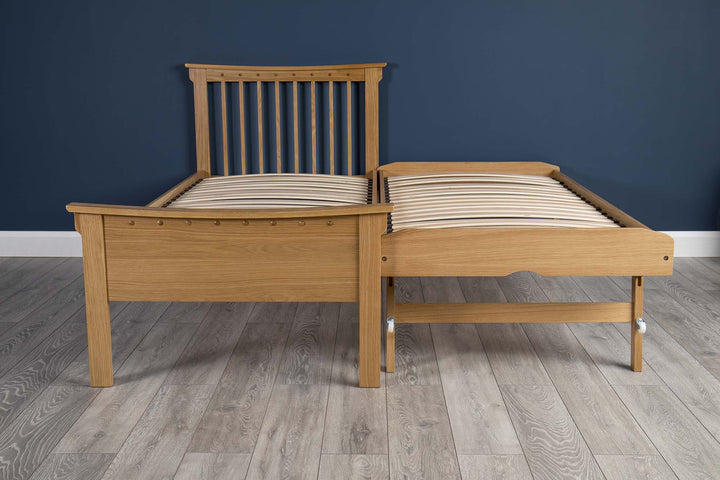 Portman Solid Natural Oak Guest Bed - 3ft Single - The Oak Bed Store