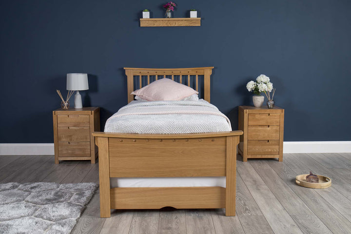 Portman Solid Natural Oak Guest Bed - 3ft Single - The Oak Bed Store