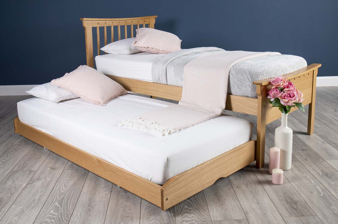 Portman Solid Natural Oak Guest Bed - 3ft Single - The Oak Bed Store