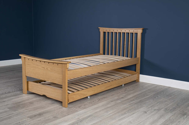 Portman Solid Natural Oak Guest Bed - 3ft Single - The Oak Bed Store