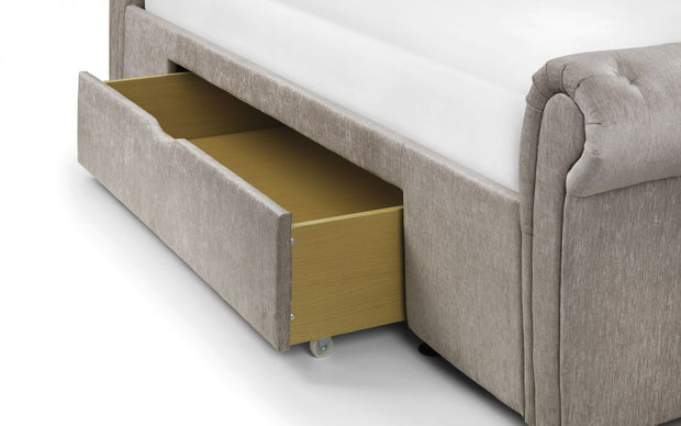 Ravelston Chenille Fabric Sleigh Storage Bed Frame - 6ft Super King