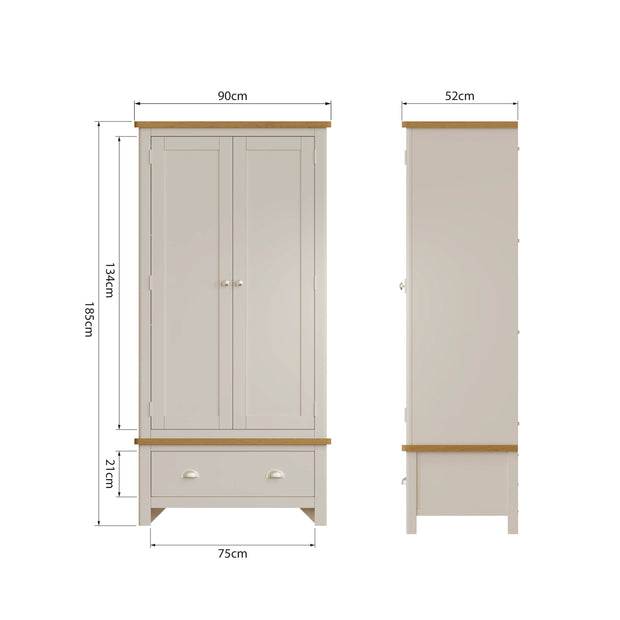Roman 2 Door 1 Drawer Double Wardrobe