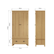 Roman 2 Door 1 Drawer Double Wardrobe