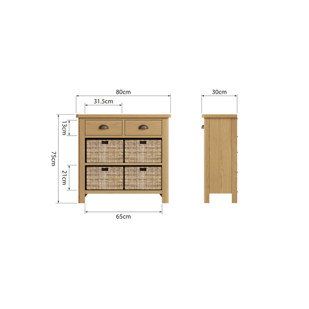 Roman 2 Drawer 4 Basket Side Unit