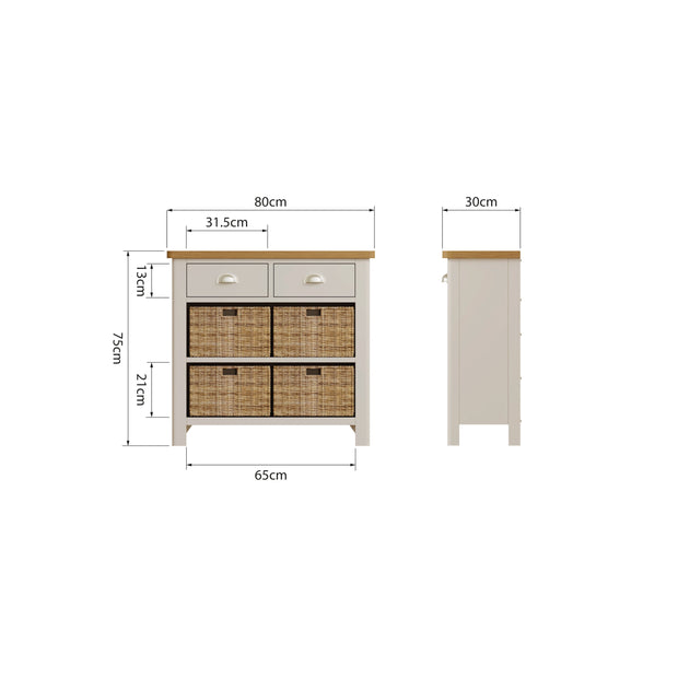 Roman 2 Drawer 4 Basket Side Unit