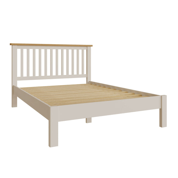 Roman Wooden Bed Frame - 4ft6 Double - TRUFFLE AND RUSTIC OAK - B GRADE - The Oak Bed Store