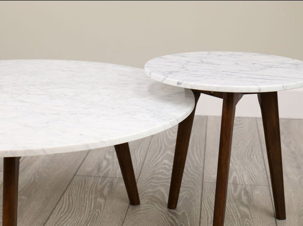 Round Black and White Marble Top Coffee Table - B GRADE - The Oak Bed Store