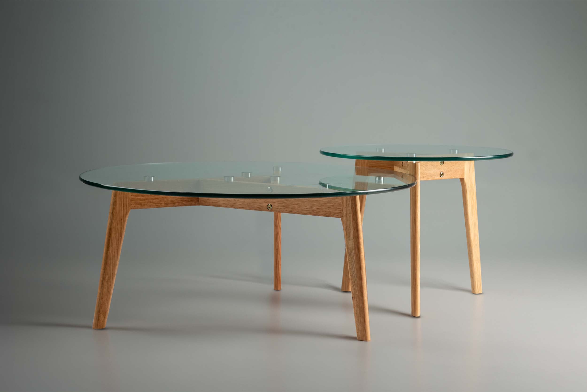 Round Glass Side Table Small Side Table Natural Oak