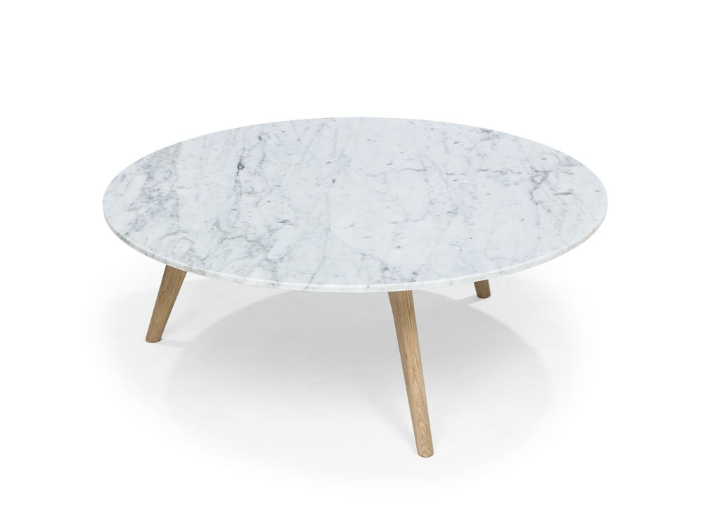 Round White Solid Marble Coffee Table - The Oak Bed Store