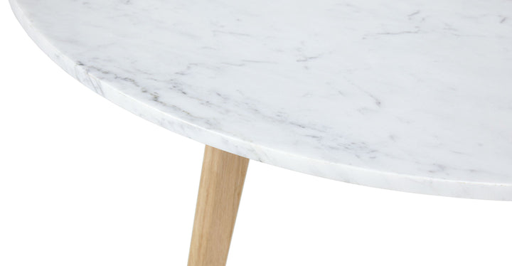 Round White Solid Marble Coffee Table - The Oak Bed Store