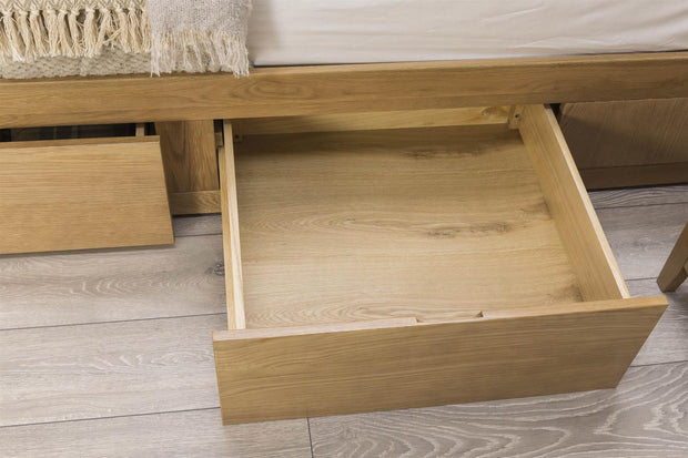 Royal Ascot Solid Oak Storage Bed Frame - 4ft6 Double - The Oak Bed Store