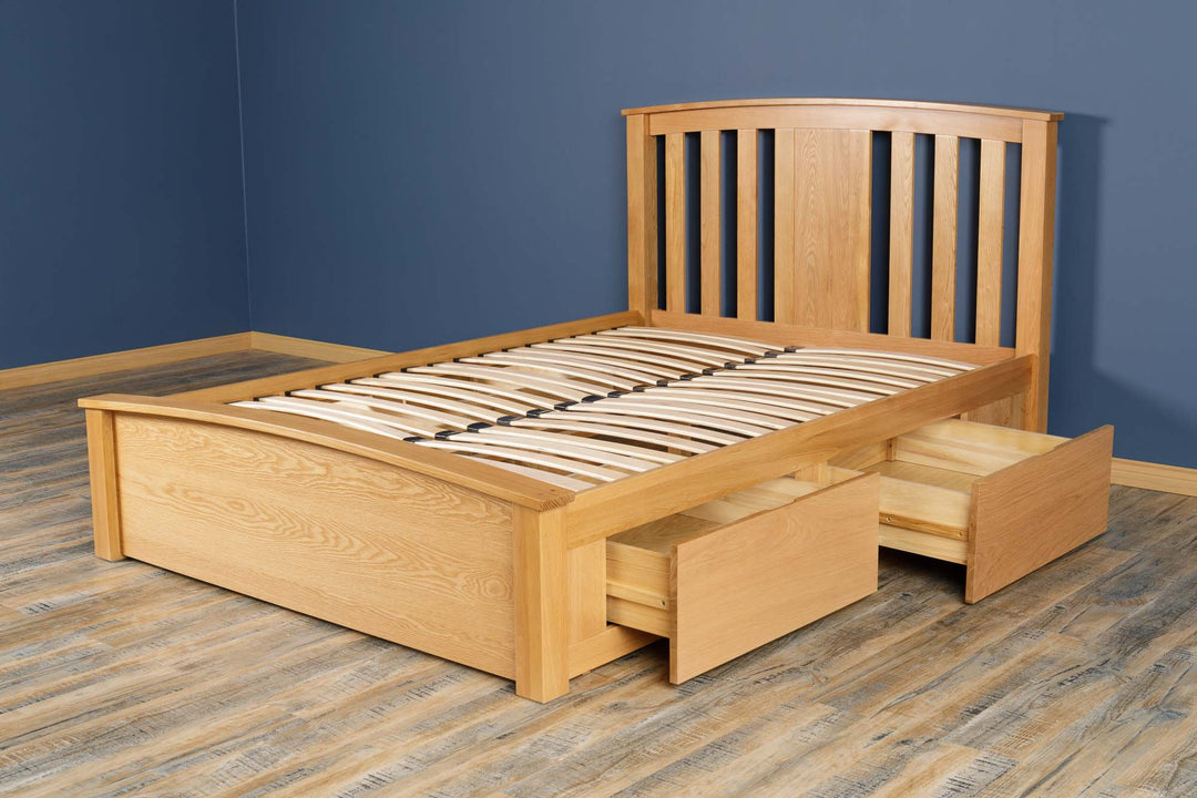 Royal Ascot Solid Natural Oak Storage Bed Frame - 4ft6 Double