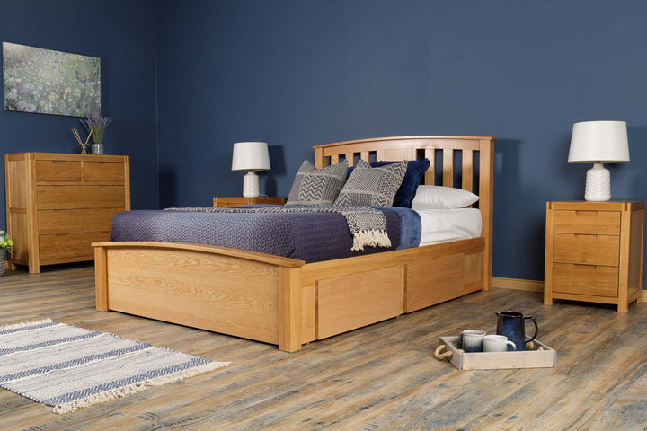 Royal Ascot Solid Natural Oak Storage Bed Frame - 4ft6 Double - B GRADE - The Oak Bed Store