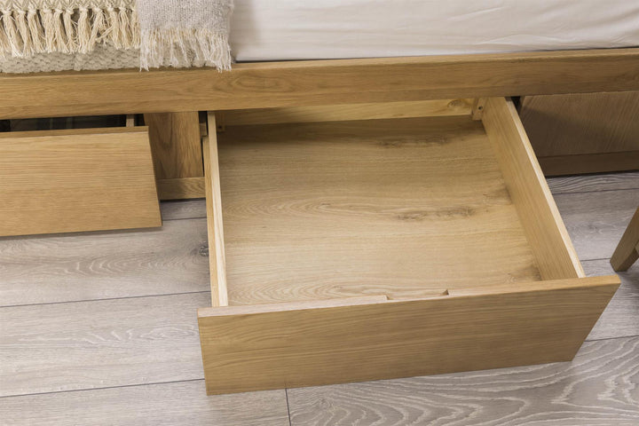 Royal Ascot Solid Natural Oak Storage Bed Frame - 4ft6 Double - B GRADE - The Oak Bed Store