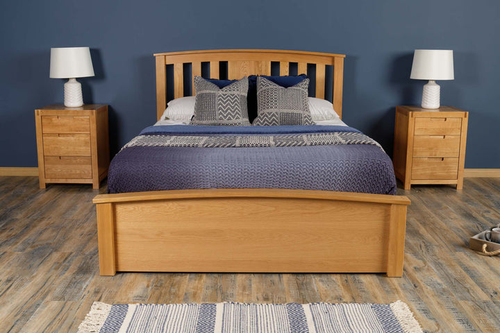 Royal Ascot Solid Natural Oak Storage Bed Frame - 4ft6 Double - B GRADE - The Oak Bed Store