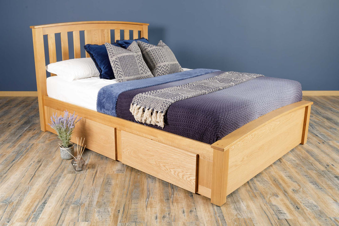 Royal Ascot Solid Natural Oak Storage Bed Frame - 5ft King Size - B GRADE - The Oak Bed Store