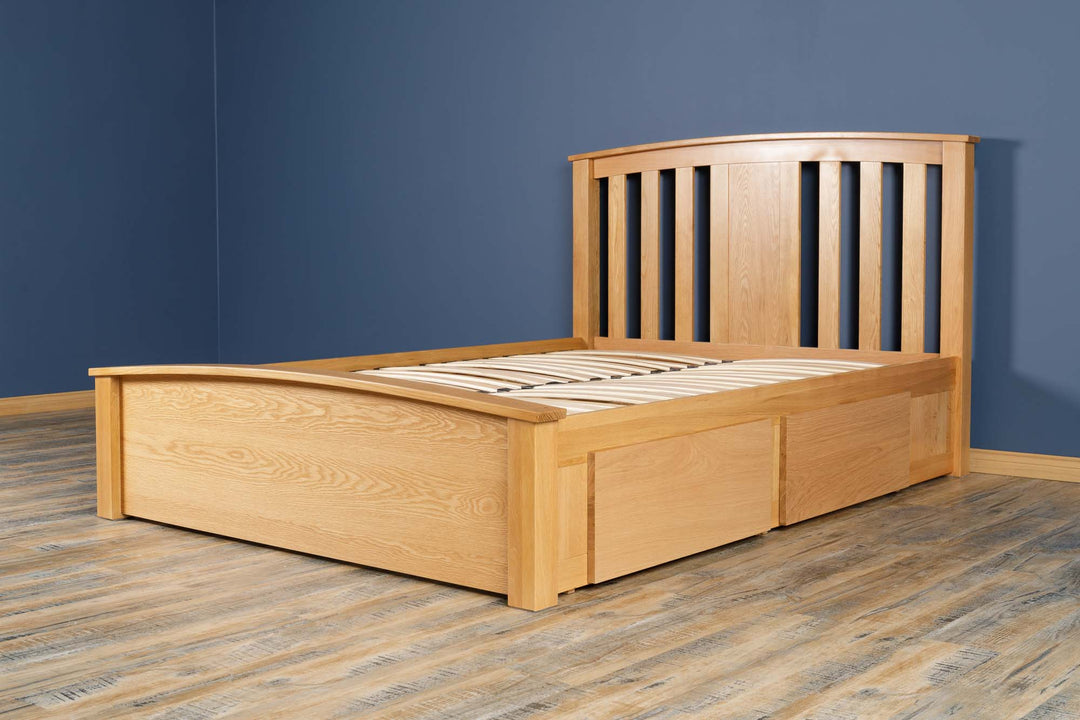 Royal Ascot Solid Natural Oak Storage Bed Frame - 5ft King Size - B GRADE - The Oak Bed Store
