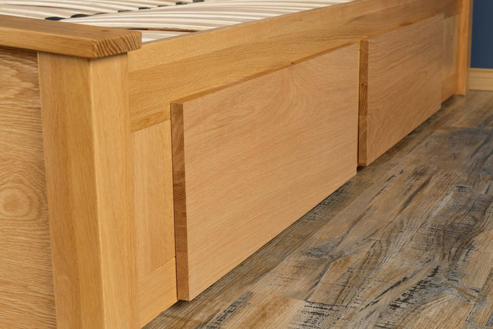 Royal Ascot Solid Natural Oak Storage Bed Frame - 5ft King Size - B GRADE - The Oak Bed Store