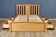 Royal Ascot Solid Natural Oak Storage Bed Frame - 6ft Super King