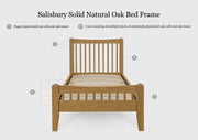 Salisbury Solid Natural Oak Bed Frame - 3ft Single - The Oak Bed Store