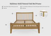 Salisbury Solid Natural Oak Bed Frame - 4ft6 Double - The Oak Bed Store
