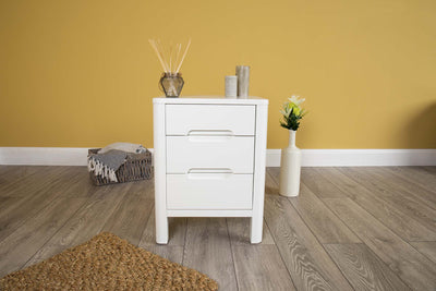 White 2+1 Drawer Bedside Table - Style 1 - The Oak Bed Store