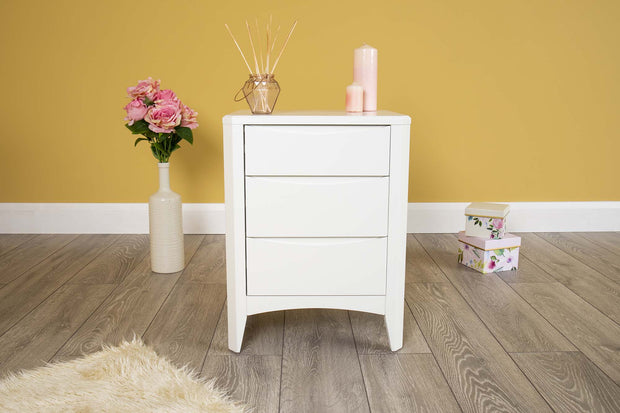 White 2+1 Drawer Bedside Table - Style 2 - The Oak Bed Store