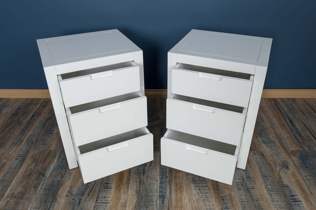 Soft White 2+1 Drawer Bedside Table - Style 5