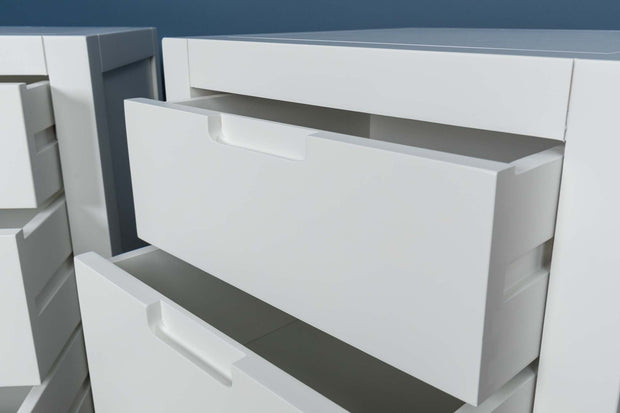 Soft White 2+1 Drawer Bedside Table - Style 5