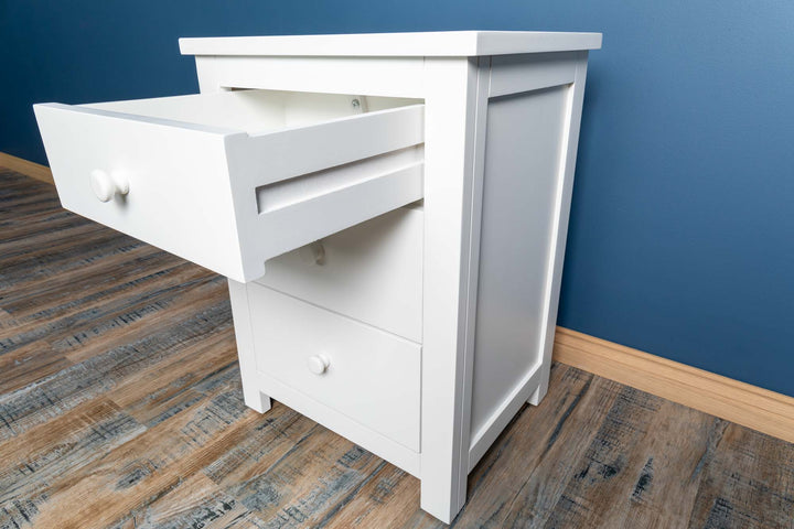 Soft White 2+1 Drawer Bedside Table - Style 6 - CLEARANCE