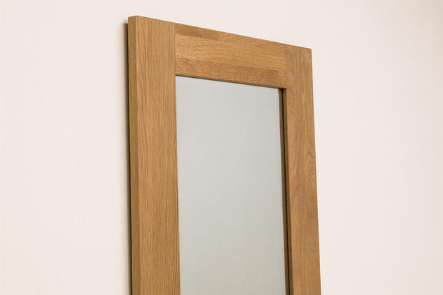 Solid Natural Oak Wall Hung Mirror (48.5cm x 140cm) - The Oak Bed Store