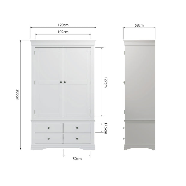 Southwick 2 Door 4 Drawer Double Wardrobe - The Oak Bed Store