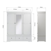 Southwick 3 Door 3 Drawer Triple Wardrobe - The Oak Bed Store