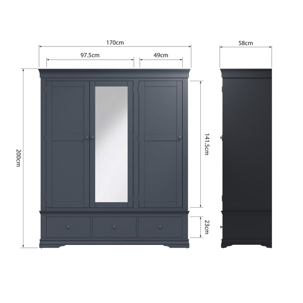 Southwick 3 Door 3 Drawer Triple Wardrobe - The Oak Bed Store