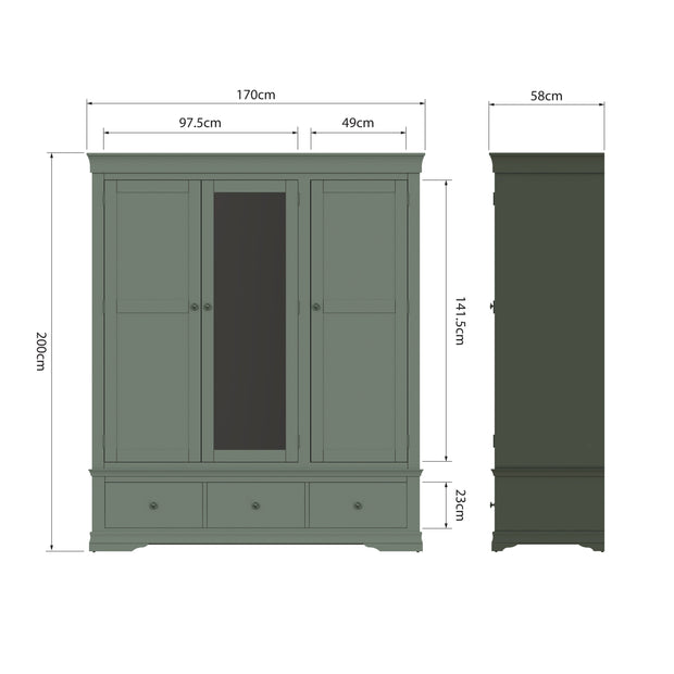 Southwick 3 Door 3 Drawer Triple Wardrobe - The Oak Bed Store