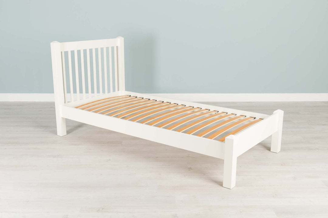 Trafalgar Soft White Solid Wood Bed Frame - 3ft Single - The Oak Bed Store