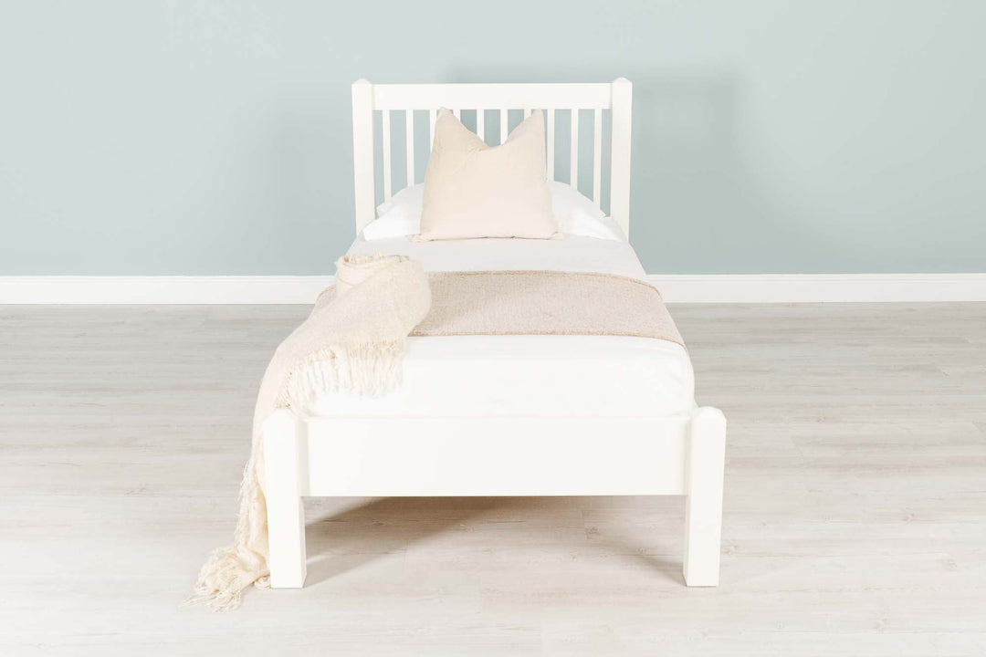 Trafalgar Soft White Solid Wood Bed Frame - 3ft Single - The Oak Bed Store