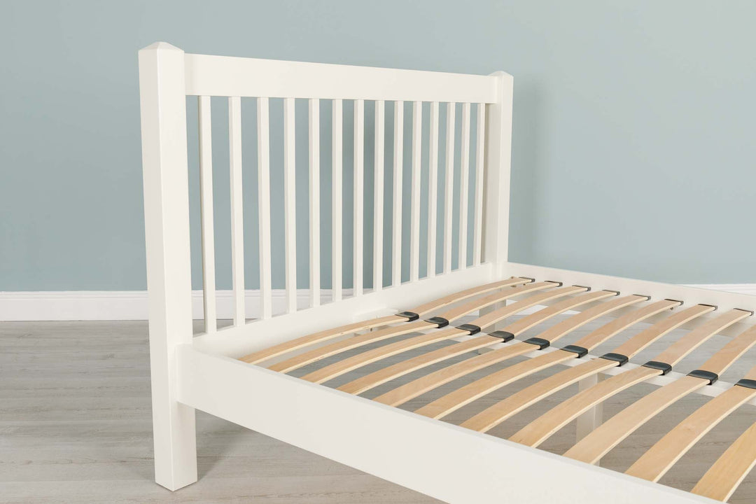 Trafalgar Soft White Solid Wood Bed Frame - 5ft King Size - The Oak Bed Store