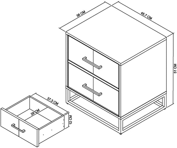 Urban Rustic Oak 2 Drawer Bedside Table - The Oak Bed Store