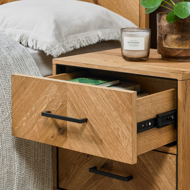 Urban Rustic Oak 2 Drawer Bedside Table - The Oak Bed Store