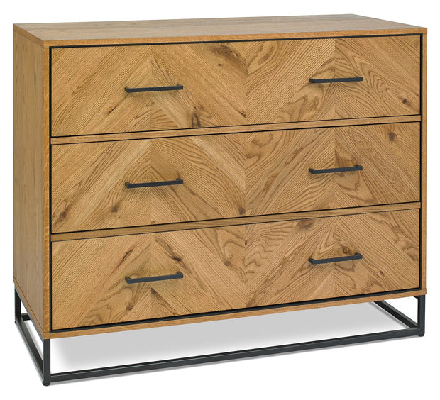 Urban Rustic Oak 3 Drawer Chest Of Drawers - The Oak Bed Store