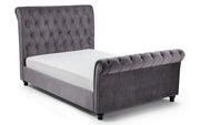 Valencia Velvet Fabric Sleigh Bed Frame - 4ft6 Double - The Oak Bed Store
