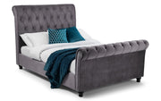 Valencia Velvet Fabric Sleigh Bed Frame - 5ft King Size - The Oak Bed Store