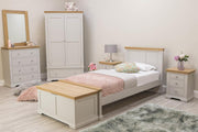 Westcott Light Grey & Natural Oak 1 Drawer Double Wardrobe - The Oak Bed Store