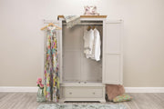 Westcott Light Grey & Natural Oak 1 Drawer Double Wardrobe - The Oak Bed Store